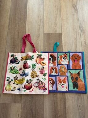 Dog print reusable tote bag bundle
